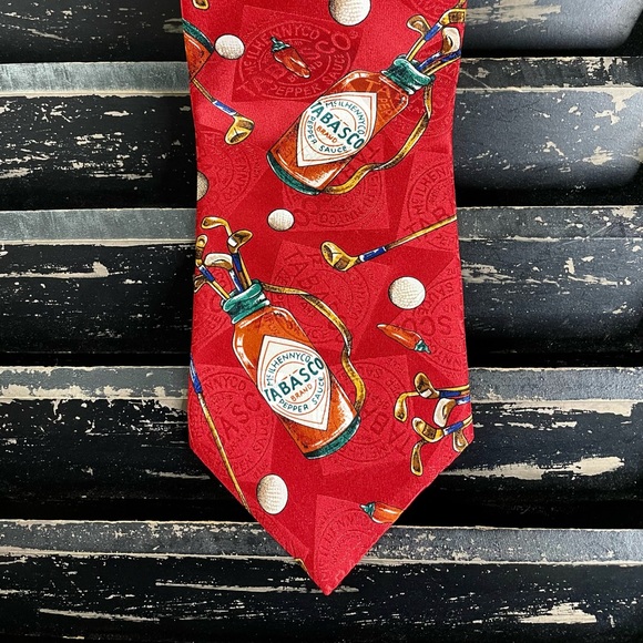 TABASCO Men’s Tabasco Bottle Golf Bag 100% Silk Novelty Neck Tie - Picture 4 of 7